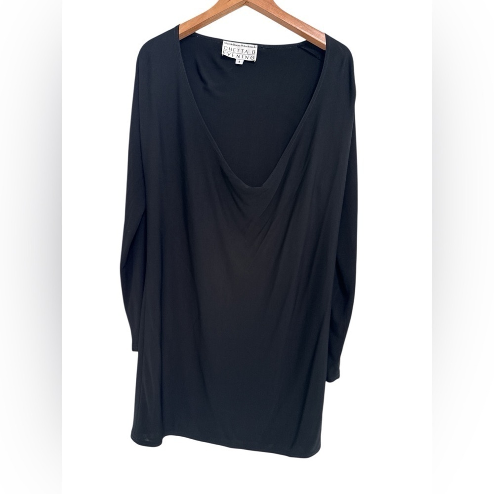 Chetta B Sherrie Bloom Peter Noviello Evening Dress Plunging Neckline Black